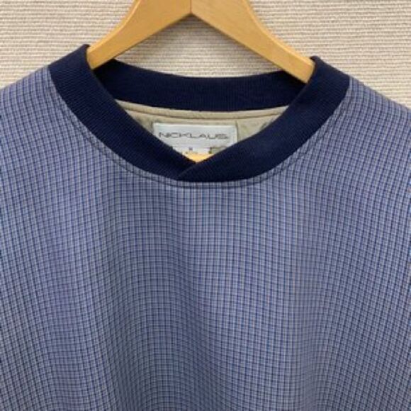 Jack Nicklaus Golf Windbreaker Navy Blue Check with V Neck & Long Sleeve. Size M - Picture 3 of 7